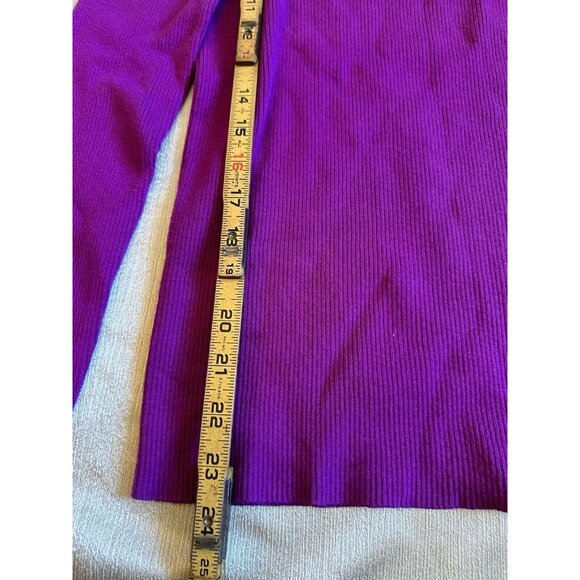 Lauren‎ Ralph Lauren Turtleneck Sweater Sz Medium stretchy knit Ribbed Purple * - Picture 4 of 6